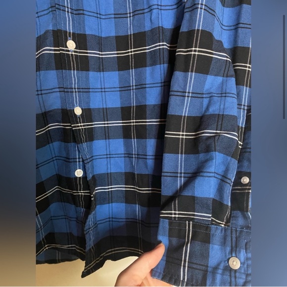 J. Crew Oxford Flannel Slim Fit Blue Plaid Button Down Long Sleeve Dress Shirt - Picture 3 of 7